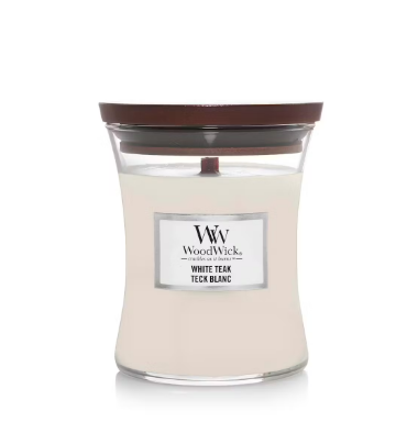 Bougie White teak medium - Woodwick