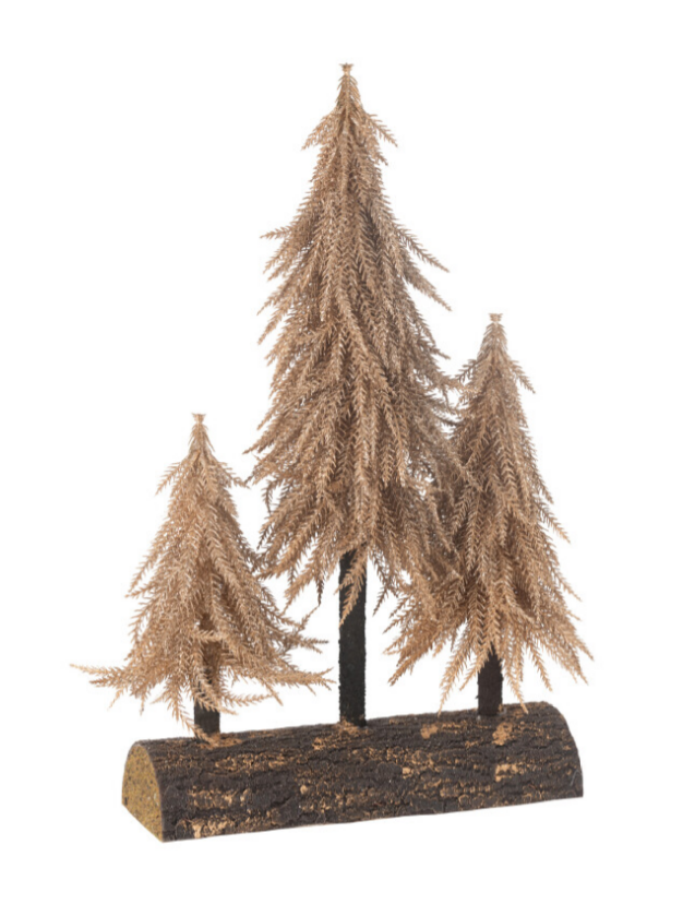 Sapin de Noël doré sur buche - Jline