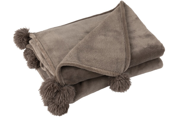 Plaid pompon taupe foncé - Jline