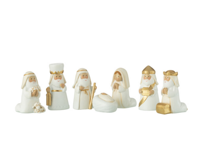 Nativité Scene 7 Pieces Resin Blanc/Or - Jline