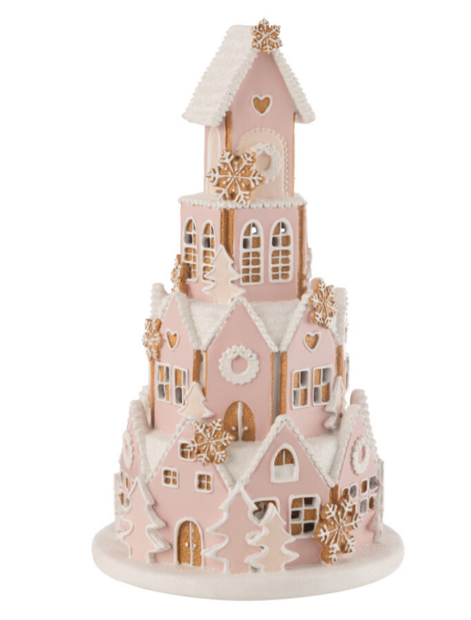 Maison pain d'épice rose et blanc - Jline