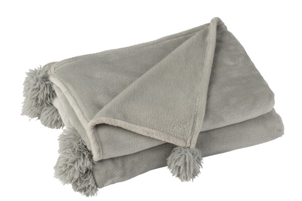 Plaid pompon gris clair - Jline 