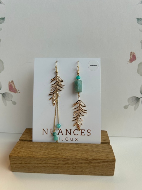Boucles d'oreille Sérafine amazonite - Nuances 