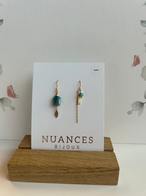 Boucles d'oreille Ava apatite - Nuances 