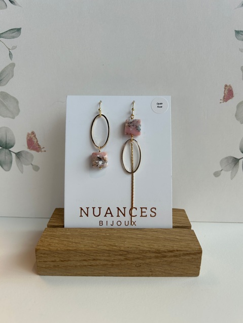 Boucles d'oreille Estelle opale rose - Nuances 