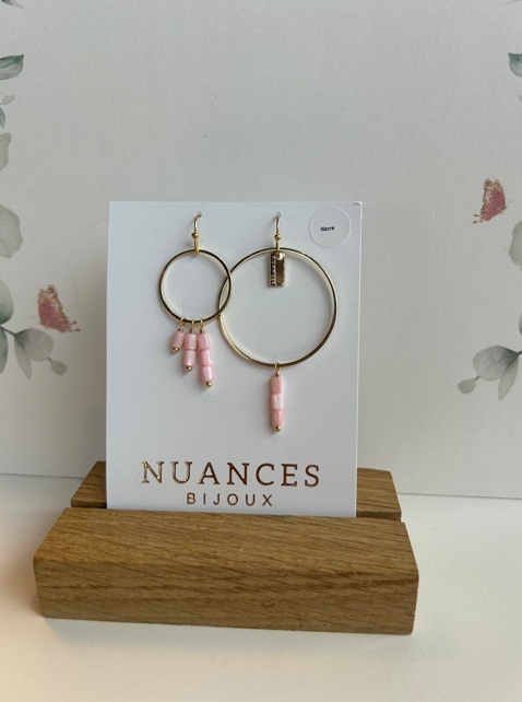 Boucles d'oreille Petite Série nacre rose - Nuances 