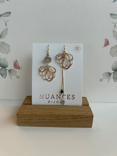 Boucles d'oreille Marlon quartz rutile - Nuances 