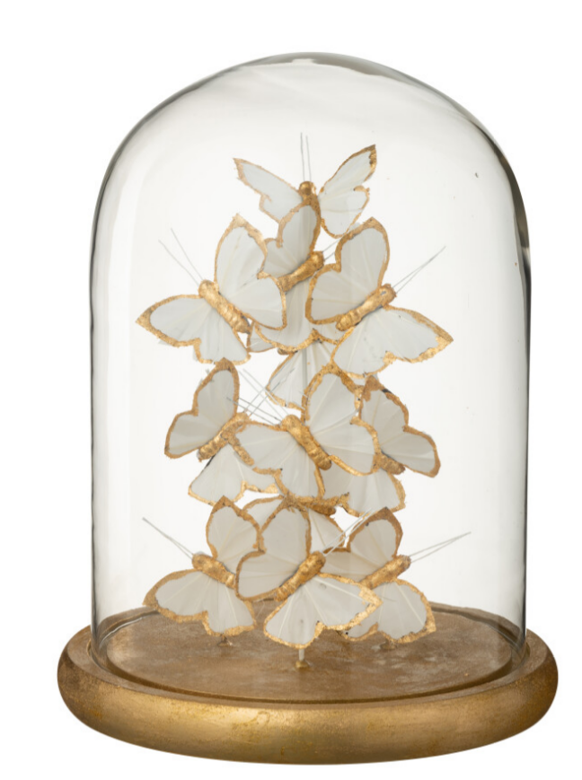 Cloche papillon blanc et doré large - Jline 