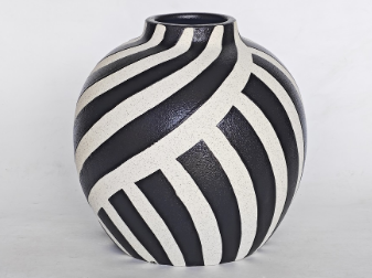Vase Mat banc et noir - Fancy