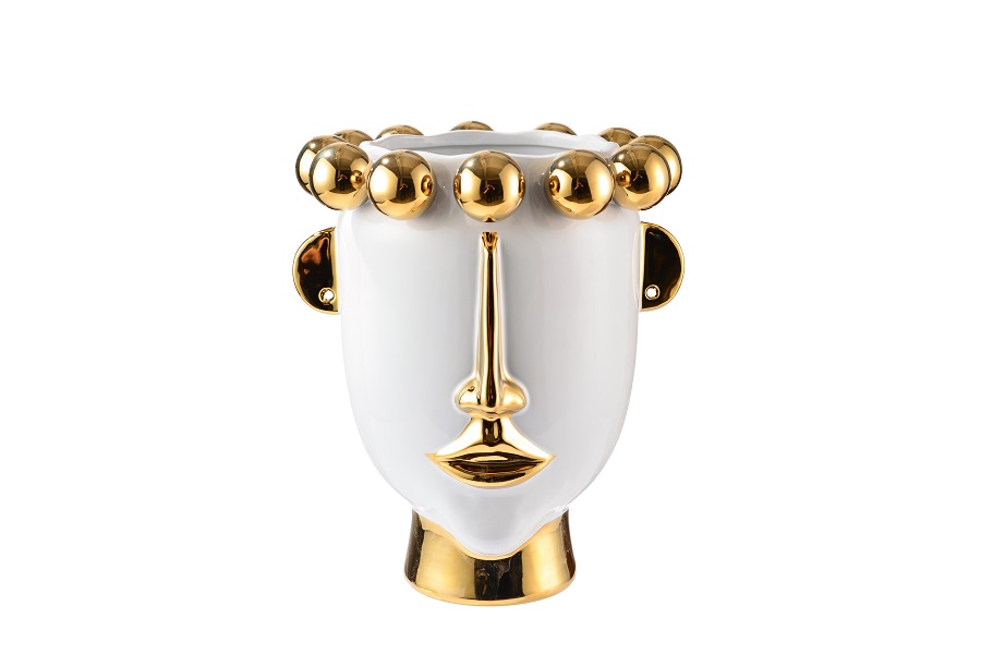 Vase Face blanc et doré - Fancy