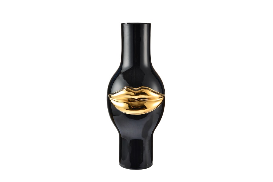 Vase Lips noir et doré - Fancy