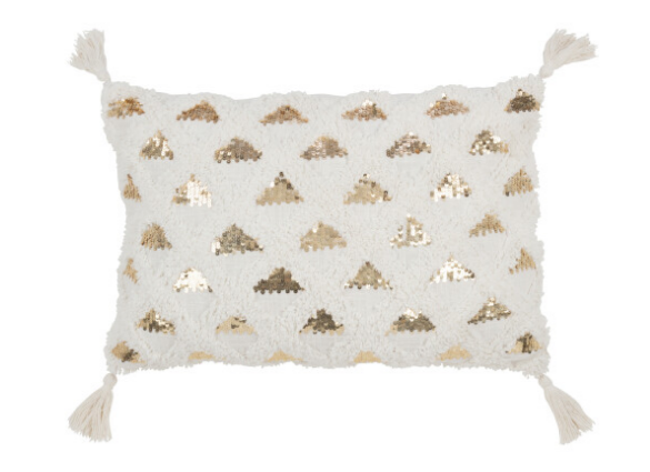 Coussin blanc avec sequin doré - Jline 