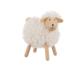Mouton en bois et fourrure blanc - Jline 