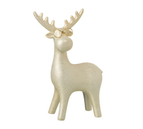 Renne doré debout avec lunettes - Jline 