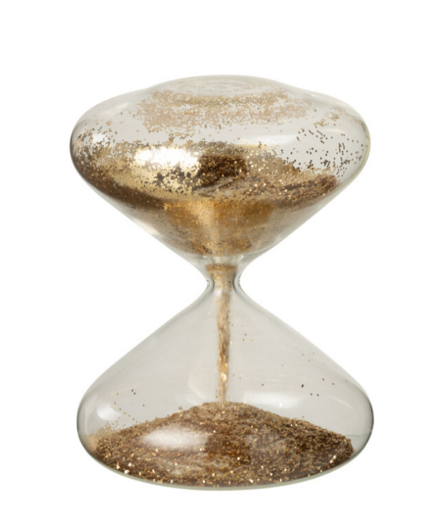 Sablier en verre a paillettes doré - Jline 