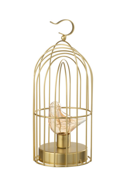 Cage oiseau doré LED - Jline 