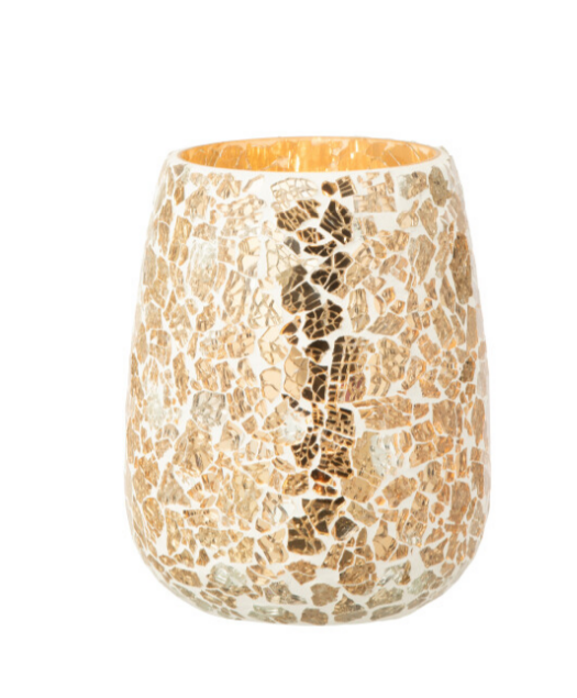 Photophore craquelé doré - Jline 