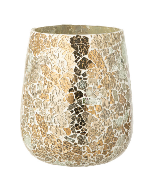 Photophore craquelé doré - Jline 