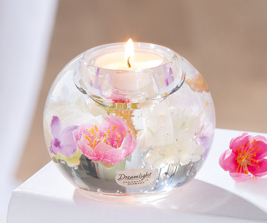 Bougeoir Fleur rose - Gilde 