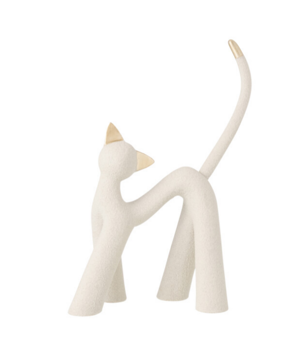 Figurine chat blanc et doré Small - Jline
