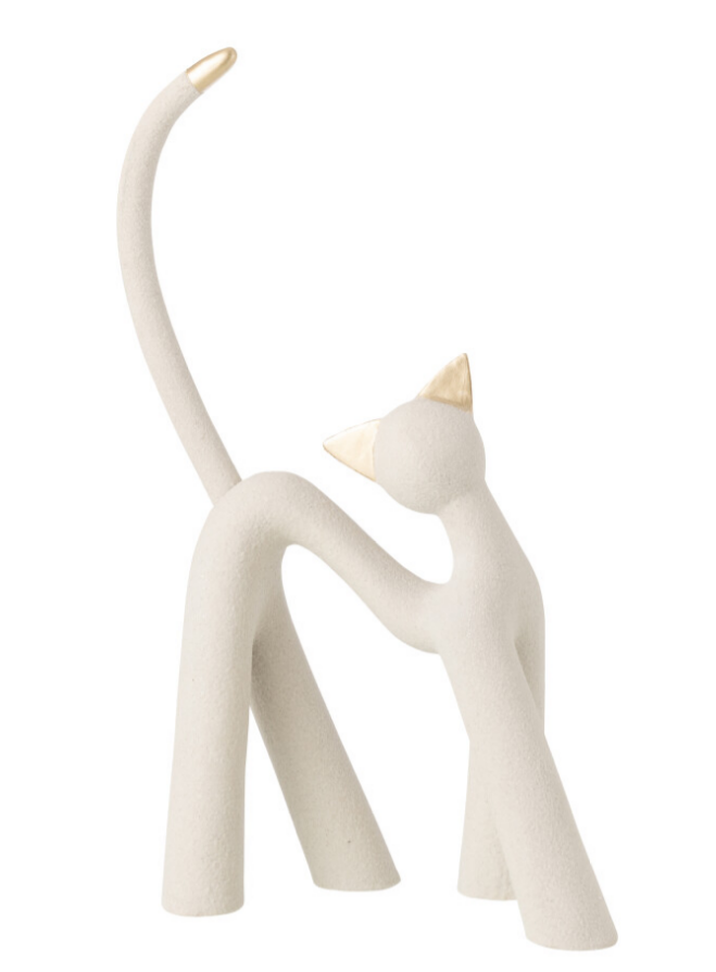 Figurine chat blanc et doré Large - Jline