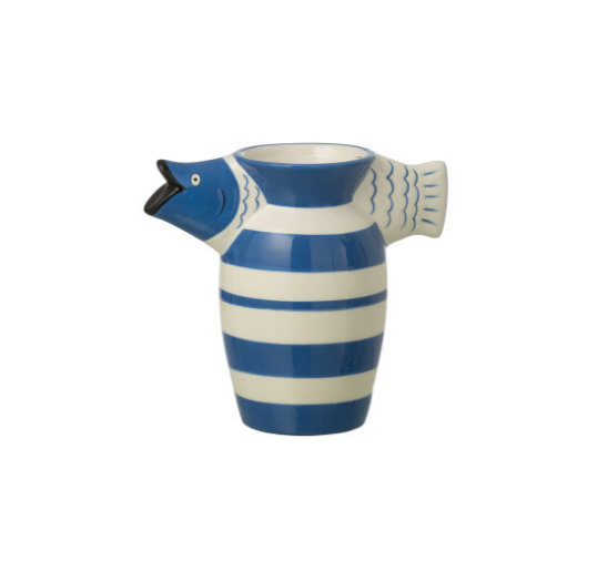 Vase poisson bleu et blanc Large - Jline 