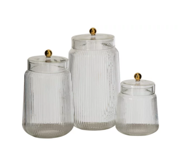 Set de 3 bonbonnière en verre - Jline 