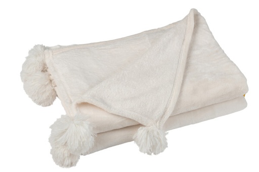[77493] Plaid pompon crème - Jline