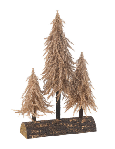 Sapin de Noël doré sur buche - Jline