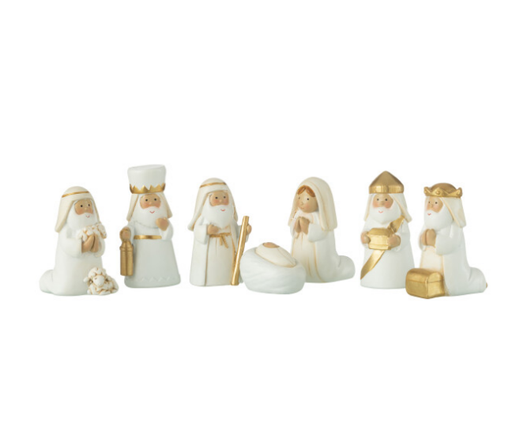 Nativité Scene 7 Pieces Resin Blanc/Or - Jline