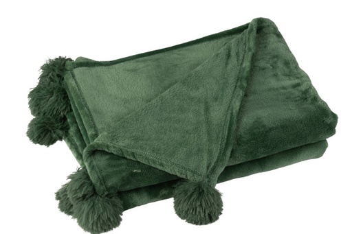[88507] Plaid pompon vert foncé - Jline