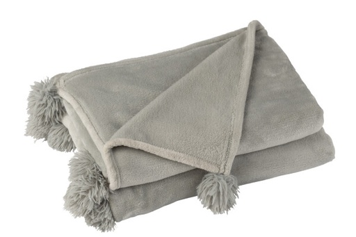 [77490] Plaid pompon gris clair - Jline 