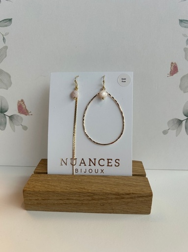 Boucles d'oreille Danaë opale rose - Nuances 