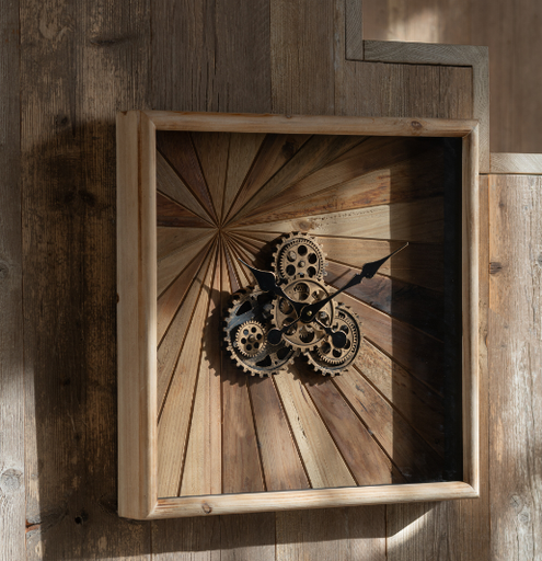 [57279] Horloge murale carré en bois - Jline 