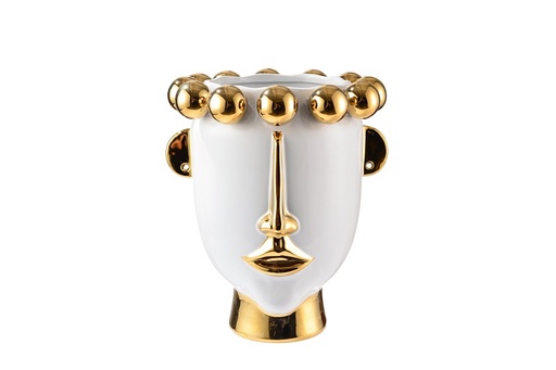 Vase Face blanc et doré - Fancy