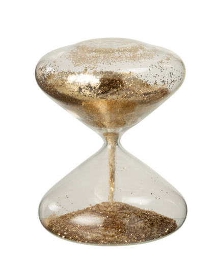 Sablier en verre a paillettes doré - Jline 