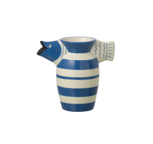 Vase poisson bleu et blanc Large - Jline 