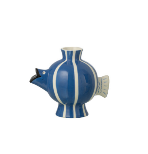 Vase poisson bleu et blanc Small - Jline 