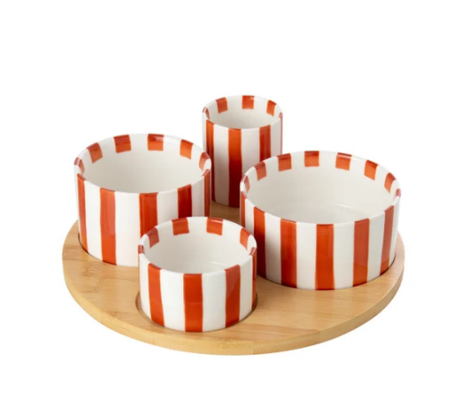 Set apéro ligné cognac blanc - Jline 