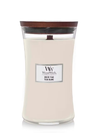 Bougie White teak large - Woodwick